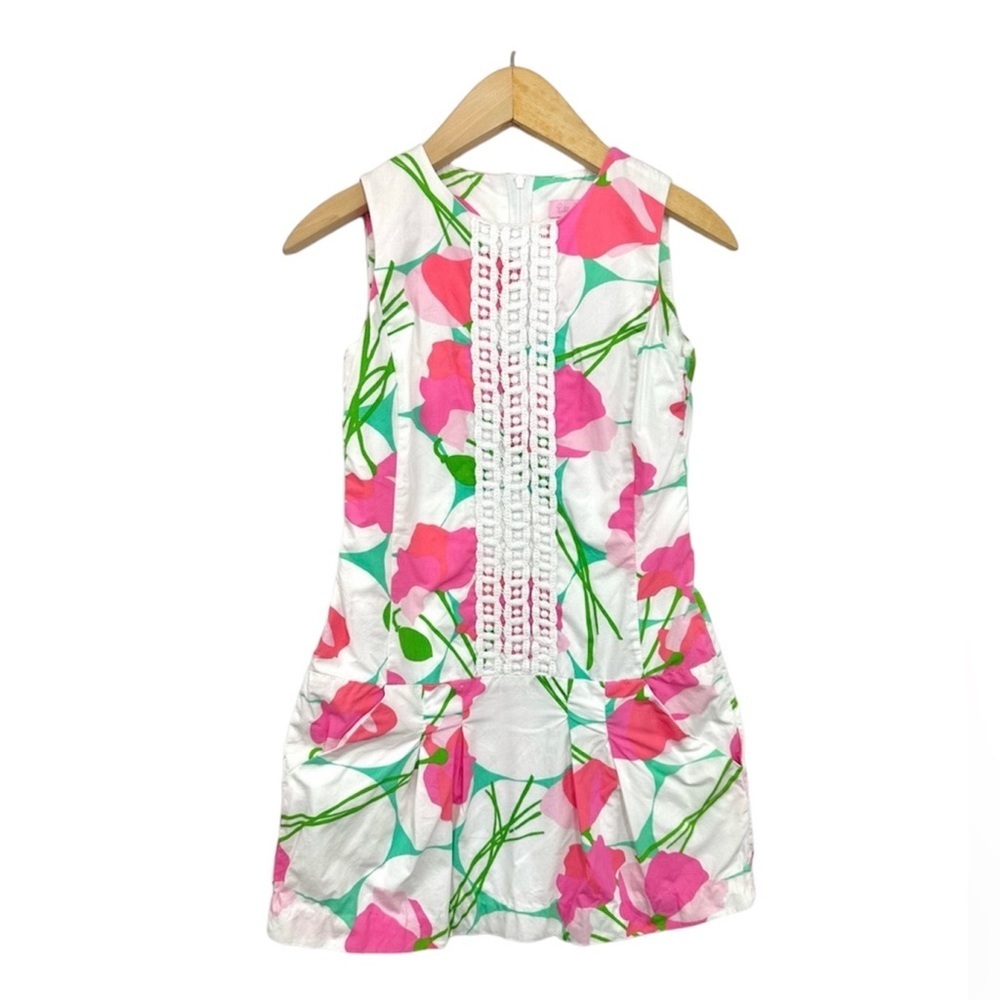 Lilly Pulitzer White Dress with Pink & Green Floral Print